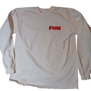 Vintage Men's T-shirt Large FHM British Magazine For Him Long-Sleeve Anvil 90s